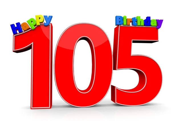 The big red number 105 with Happy Birthday — Stock Photo, Image