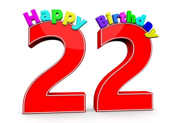Duży czerwony numer 22 z okazji urodzin — Zdjęcie stockowe