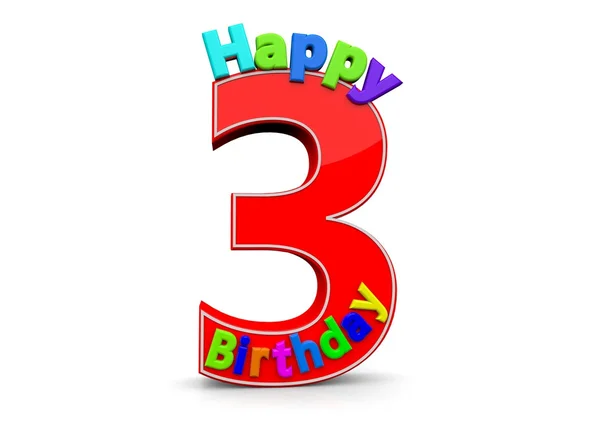 The big red number 3 with Happy Birthday — Stock Photo, Image
