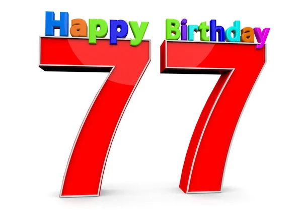 El gran número rojo 77 con Feliz Cumpleaños —  Fotos de Stock
