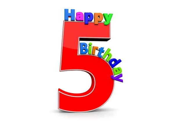 The big red number 5 with Happy Birthday — Stock Photo, Image