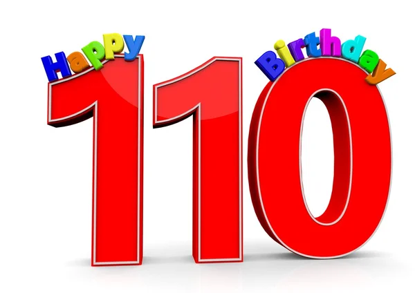 De grote rode nummer 110 met Happy Birthday — Stockfoto