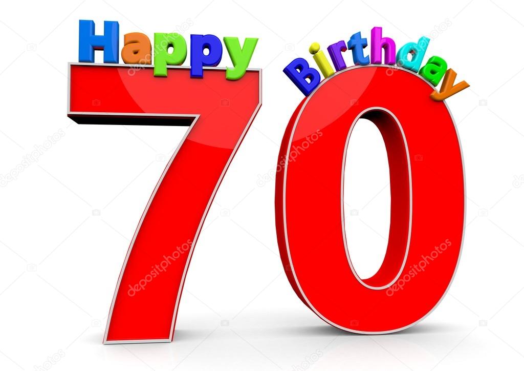 The big red number 70 with Happy Birthday Stock Photo by