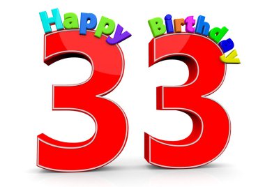 İyi ki doğdun ile büyük kırmızı sayı 33