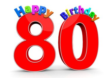 The big red number 80 with Happy Birthday clipart