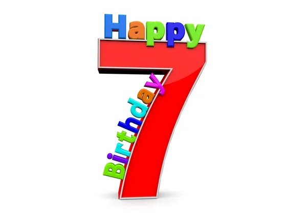 El gran número rojo 7 con Feliz Cumpleaños —  Fotos de Stock