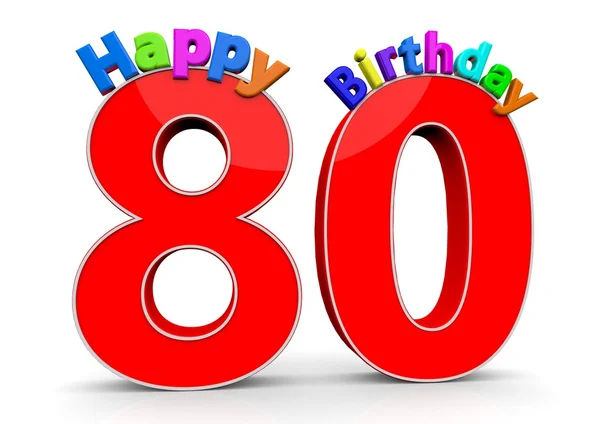 De grote rode nummer 80 met Happy Birthday — Stockfoto