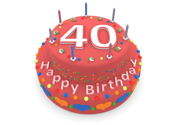 Red birthday cake — Stock Photo, Image