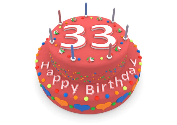 Red birthday cake — Stock Photo, Image