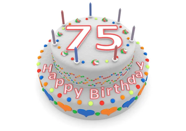 White birthday cake — Stock Photo, Image