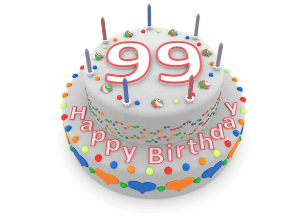 White birthday cake — Stock Photo, Image