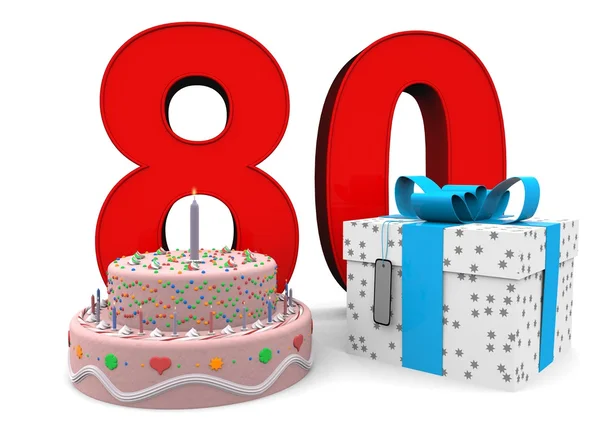 Gelukkig verjaardag met heden en taart — Stockfoto