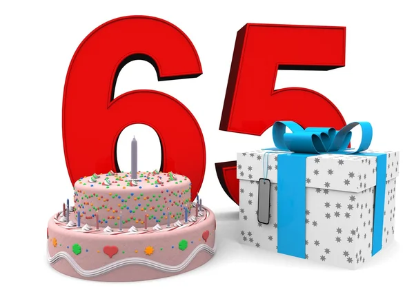 Feliz cumpleaños con regalo y pastel —  Fotos de Stock