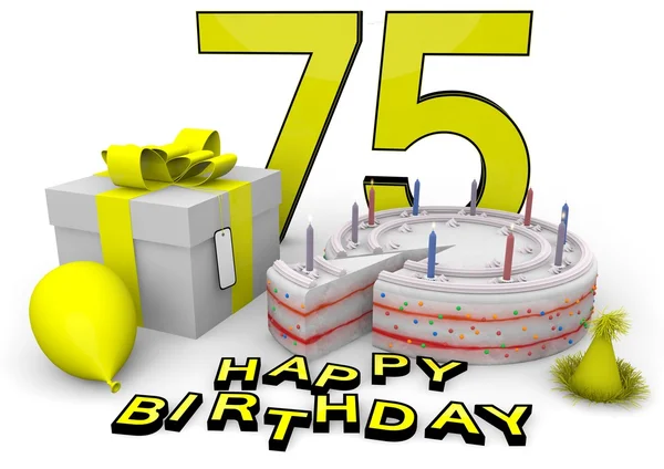 Feliz cumpleaños en amarillo —  Fotos de Stock