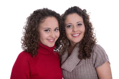 kardeşleri: iki monozygotic genç kadının portresi izole içinde ikiz