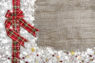 Country tarzı Noel arka kırmızı yeşil işaretli kurdele ile