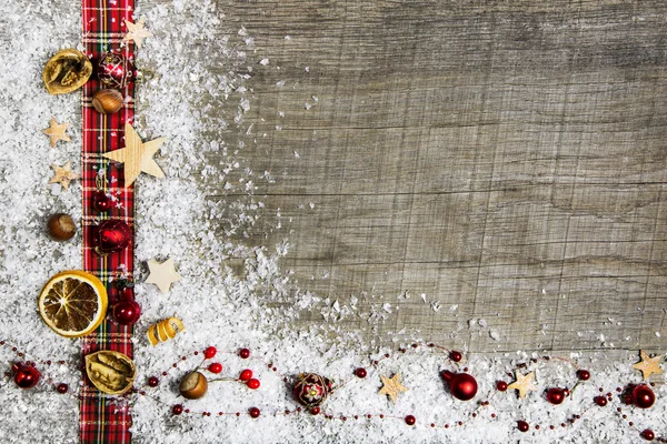 Fondo de madera de Navidad, tablero publicitario o marco con un r — Foto de Stock