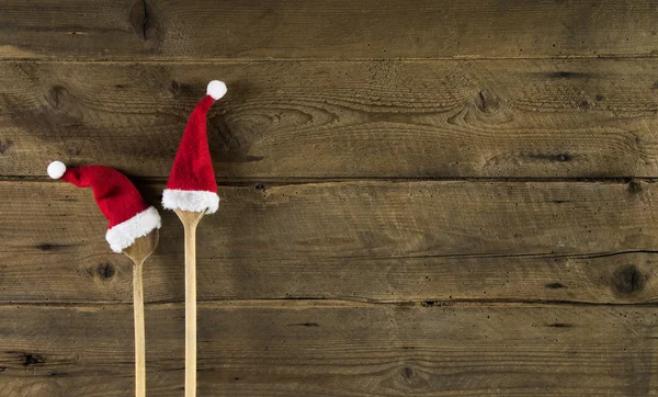 滑稽木制圣诞背景与木 sp 的菜单卡 — 图库照片