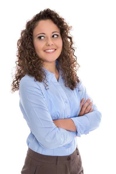 Geïsoleerde portret van een jonge zakenvrouw voor een kandidatuur of — Stockfoto