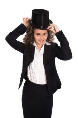 Silindir ile izole iş kadın: kariyer kavramı.