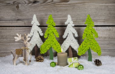 Elma yeşil ve WHI ülke tarzı ahşap Noel dekorasyon