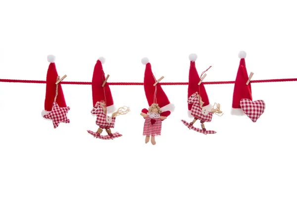 Isolated christmas decoration in red white checked colors with — Φωτογραφία Αρχείου