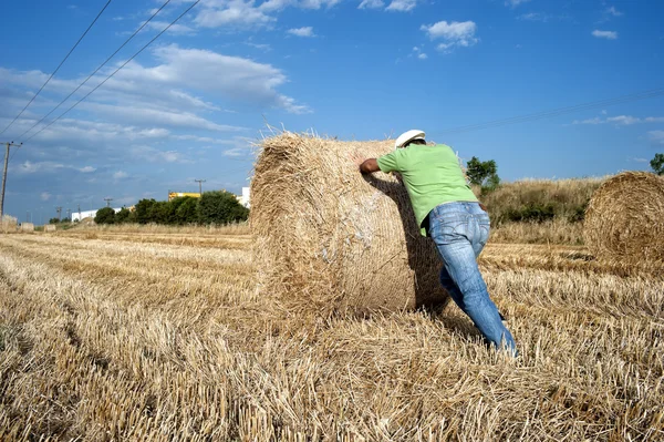 Jordbrukare som arbetar på sin jordbruksmark — Stockfoto