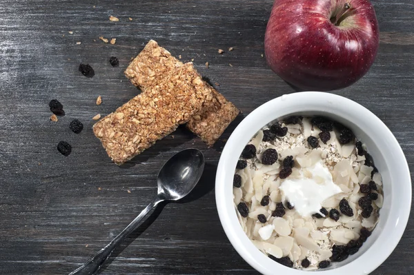 Bowl with yogurt and muesli Stock Picture