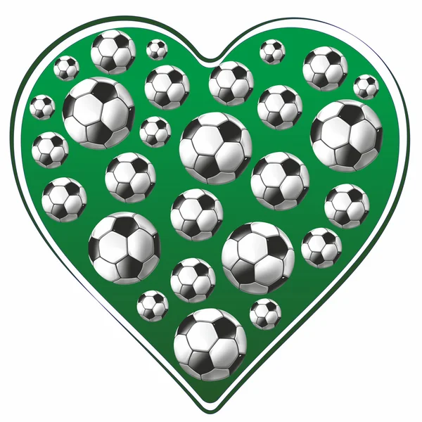 Heart and soccer ball — Stock Photo, Image