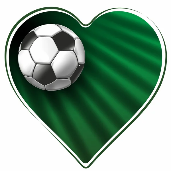 Heart and soccer ball — Stock Photo, Image