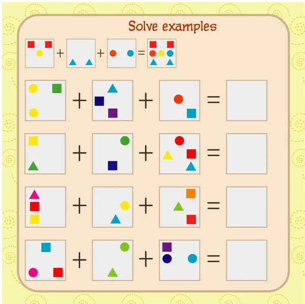 Mathematik für Schulkinder. Zähle und fülle die Zellen — Stockvektor