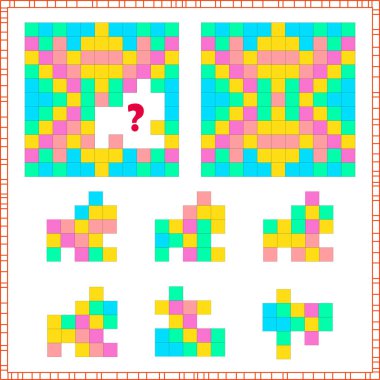 Mantık ve dikkat görevi. Çocuklar için. Doğru parçayı bul. doğru cevabı seç