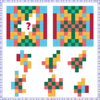 Mantık ve dikkat görevi. Çocuklar için. Doğru parçayı bul. doğru cevabı seç
