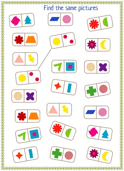 Çocuklar için mantık oyunu. Benzer şekilleri bul ve bağla