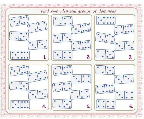 Juego Para Niños Desarrollo Atención Encontrar Dos Grupos Idénticos Con — Vector de stock
