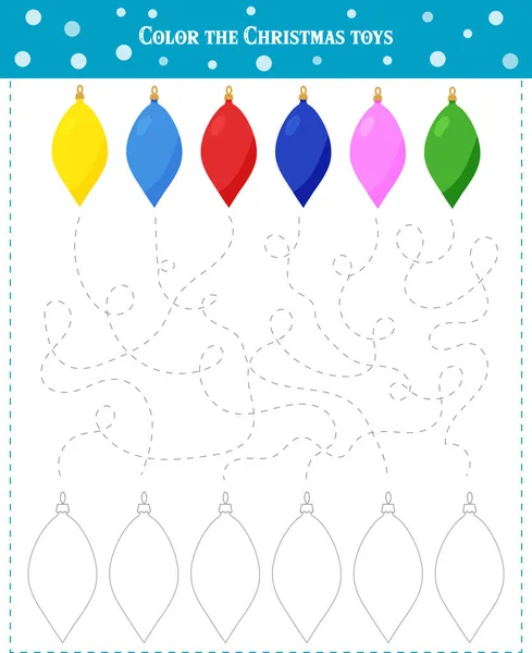 Coloring Game Children Coloring Christmas Toys Accordance Sample — Stock Vector