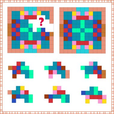 Mantık ve dikkat görevi. Çocuklar için. Doğru parçayı bul. doğru cevabı seç