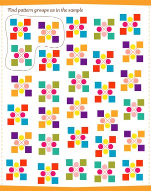 Çocuklar için bir oyun. Örnekte belirtilen tüm örüntü gruplarını bul