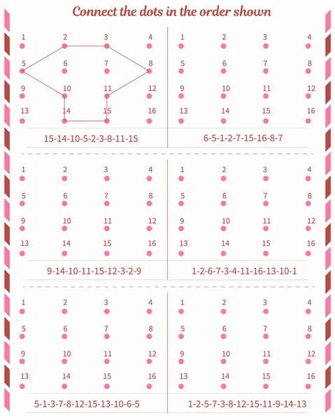 Ficha Trabalho Para Crianças Conecte Pontos Ordem Mostrada —  Vetores de Stock