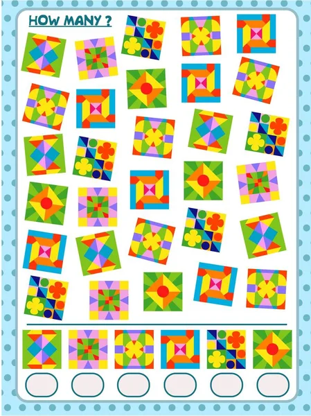 A game for children. count how many squares — Stock Vector