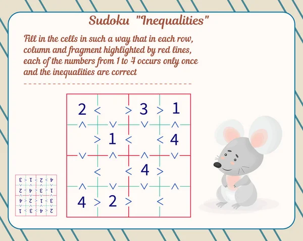 Logic Game Children Adults Inequality Sudoku Development Attention Memory Thinking — Stock Vector