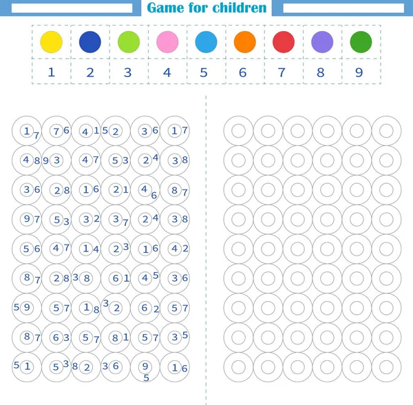 Feuille Travail Pour Enfants Coloriez Les Formes Vides Par Nombre — Image vectorielle