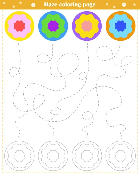 Logik Spel För Barn Igenom Labyrinten Och Färg Figuren Enligt — Stock vektor
