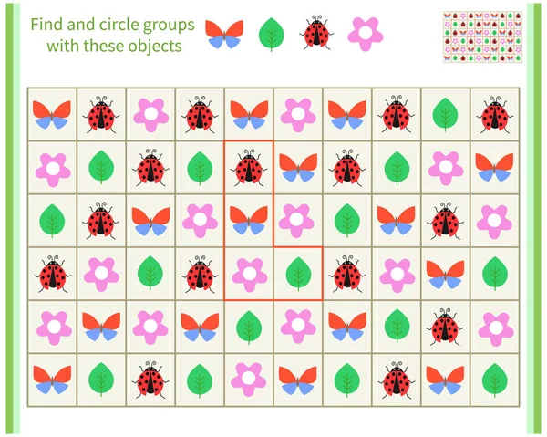 Logisk spill for barn. Finn og del disse objektene inn i grupper – stockvektor
