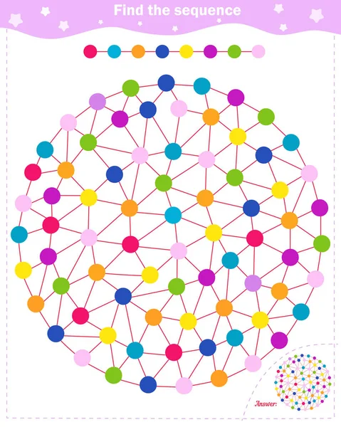 Jeu de logique pour enfants et adultes. Trouvez la séquence de couleurs selon l'échantillon. Développement de l'attention, de la pensée — Image vectorielle