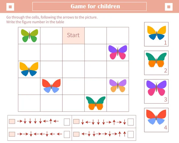 Juego Para Niños Desarrollo Del Pensamiento Espacial Través Las Celdas — Vector de stock