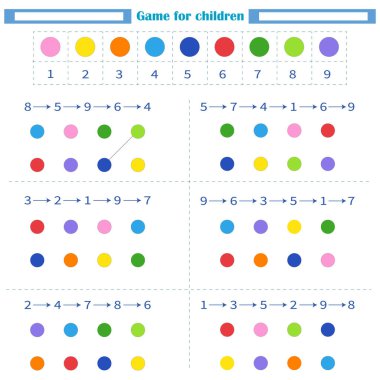 Çocuklar için çalışma çizelgesi. Örnekteki oklara göre çizgileri çiz
