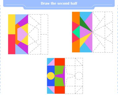 Çocuklar için eğitici bir oyun. Çember ve renkler şekillerin ikinci kısmı.