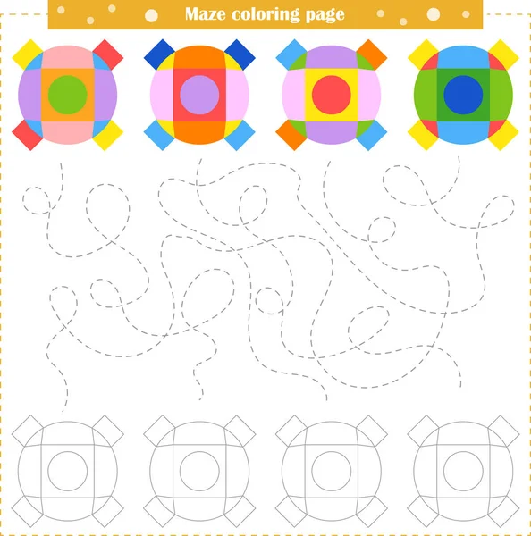 Logikspiel Für Kinder Gehen Sie Durch Das Labyrinth Und Färben — Stockvektor