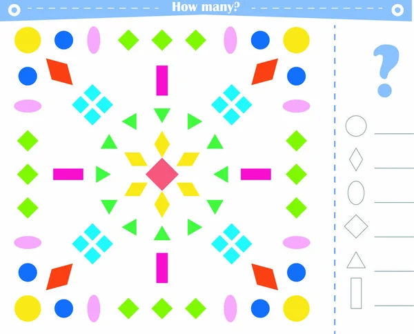 Jeu Pour Les Enfants Compter Toutes Les Formes Indiquées Dans — Image vectorielle